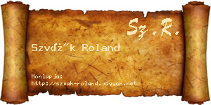Szvák Roland névjegykártya